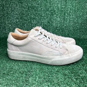 John Varvatos 315 Low Top Sneakers Bone Leather & Suede Mens Size 10.5